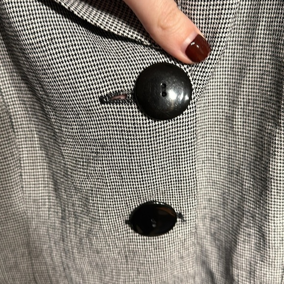 Vintage Virgo II Black Herringbone Button Up Blouse Size 6 - Picture 5 of 6